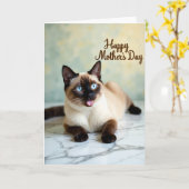 Mooie Moederdag Kaart met Kat Scene (Gele Bloem)