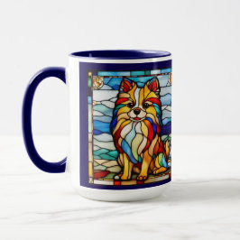 Mooie mok met regenboogkleurige Pomeränhond
