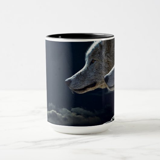 Mooie mok van de wolf koffie. (Midden)