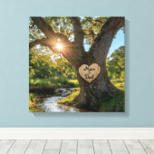 Mooie "Mom & Dad" Oak Tree met Stream Canvas Afdruk (Insitu (Houten vloer))