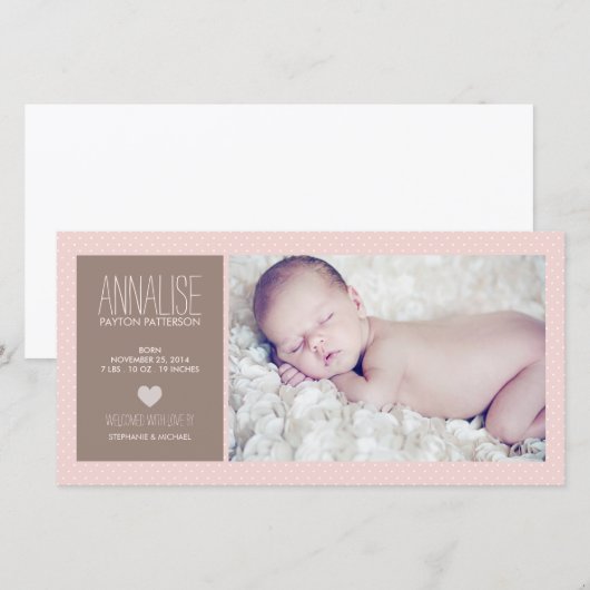 Mooie Moment Foto Baby Meisje Geboorteaankondiging Aankondiging (Voorkant / Achterkant)