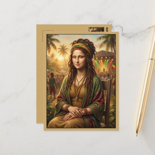 Mooie Mona Lisa Reggae Festival Briefkaart (Voorkant / Achterkant in situ)