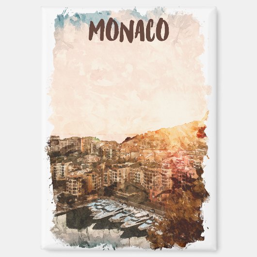 Mooie Monaco zonsondergang schilderij Magneet (Voorkant)