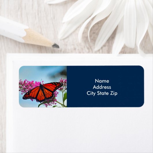Mooie Monarch Butterfly foto Etiket (Insitu)