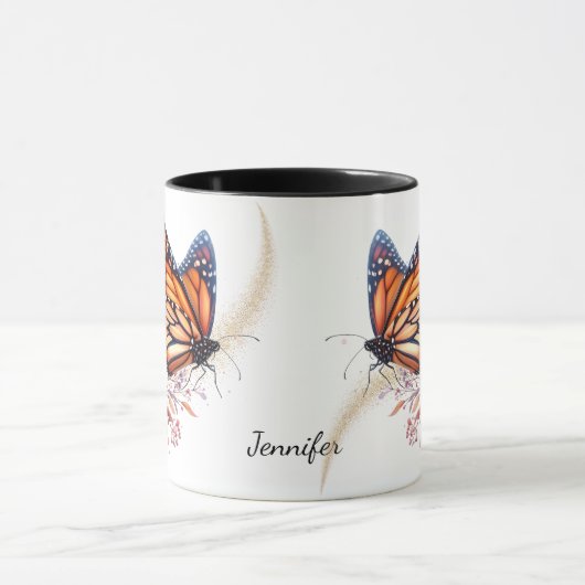 Mooie Monarch Gold Swirl vlinder Mok (Midden)