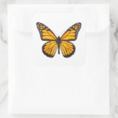 Mooie Monarch Vlinder Sinaasappel Zwart Vierkante Sticker (Tas)