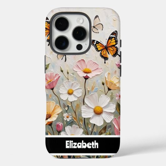 Mooie Monarch Vlinders Kleurrijke Wildflowers Case-Mate iPhone Case (Achterkant)