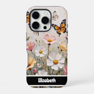 Mooie Monarch Vlinders Kleurrijke Wildflowers iPhone 16 Pro Hoesje