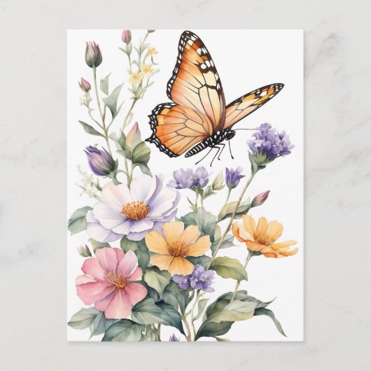 Mooie Monarchvlinder Aquarel Briefkaart (Voorkant)