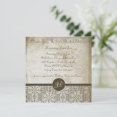 Mooie Monogram Antiek Papier Haakkant Kaart (Staand voorkant)