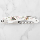 Mooie Monogram Bloemenvlinders Bruidsgunst Kurkentrekker (Voorkant)