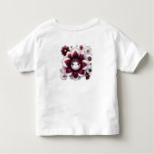 Mooie monogram bordeauxrood en witte bloem | kinder shirts (Achterkant)