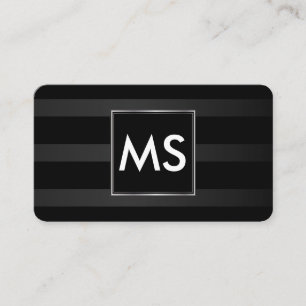 Mooie Monogram Chic Strepen Nep Zilver Frame Visitekaartje