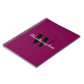 Mooie monogram en naam roze kersrood notitieboek (Linkerzijde)