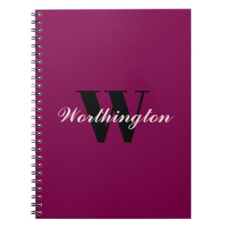 Mooie monogram en naam roze kersrood notitieboek
