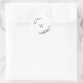 Mooie Monogram groen Waterverf krans Ronde Sticker (Tas)