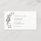 Mooie Monogram groen Waterverf krans Visitekaartje (Achterkant)