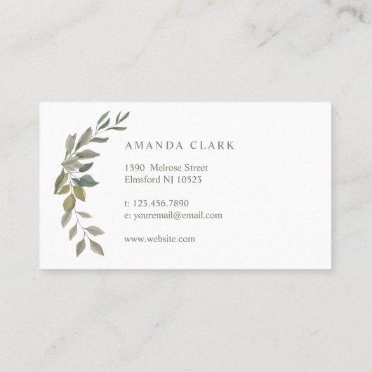 Mooie Monogram groen Waterverf krans Visitekaartje (Achterkant)