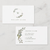 Mooie Monogram groen Waterverf krans Visitekaartje (Voorkant / Achterkant)