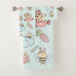 Mooie monogram handschets kunstwerk Roze Blauw Kin Bad Handdoek