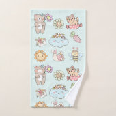 Mooie monogram handschets kunstwerk Roze Blauw Kin Bad Handdoek (Handdoek)