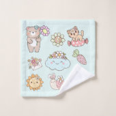 Mooie monogram handschets kunstwerk Roze Blauw Kin Bad Handdoek (Wasdoekje)