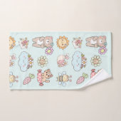 Mooie monogram handschets kunstwerk Roze Blauw Kin Bad Handdoek (Handdoek)