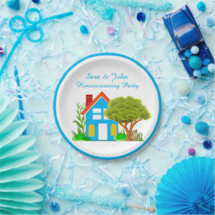 Mooie Monogram Housewarming Party Papieren Borden Bordje
