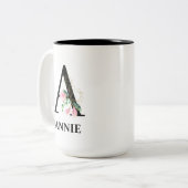 Mooie monogram initiaal A Tweekleurige Koffiemok (Voorkant links)