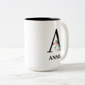 Mooie monogram initiaal A Tweekleurige Koffiemok (Voorkant rechts)