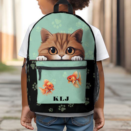 Mooie monogram initiaal kinderkat bedrukte rugzak