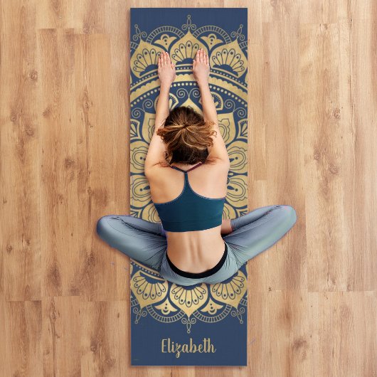 Mooie monogram marineblauw goudmannetje Yoga Mat