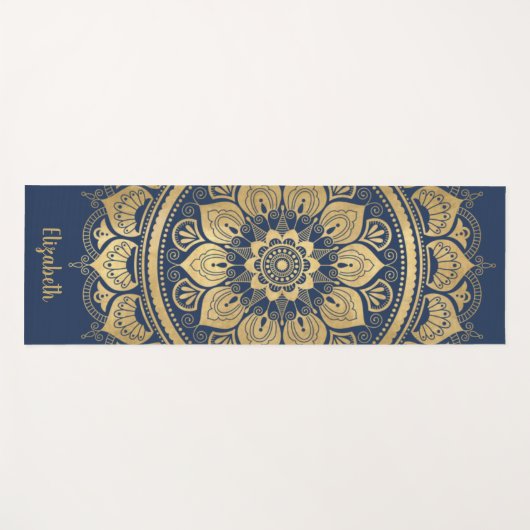 Mooie monogram marineblauw goudmannetje Yoga Mat (Voorkant (horizontaal))