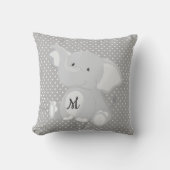 Mooie monogram olifant grijs en wit stippenpatroon kussen (Voorkant)