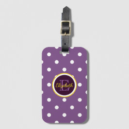 Mooie monogram paarse stippen bagagelabel