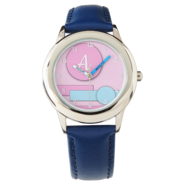 Mooie monogram polshorloge voor kinderen horloge (Voorkant)