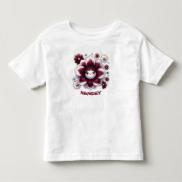 Mooie monogram rood en witte bloem | kinder shirts