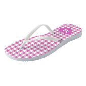 Mooie monogram roze geruit teenslippers (Schuin)