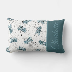 Mooie Monogram-stalen blauwe Floral Kussen