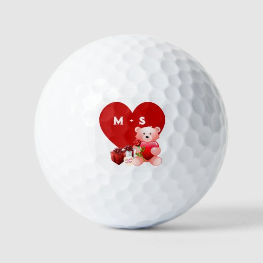 Mooie Monogram Valentijnshart Golfballen (Voorkant)