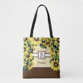 Mooie Monogram Zonnebloem Boodschappentas Tote Bag (Voorkant)