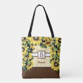 Mooie Monogram Zonnebloem Boodschappentas Tote Bag (Achterkant)