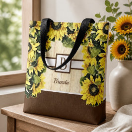 Mooie Monogram Zonnebloem Boodschappentas Tote Bag