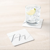 Mooie monogram zwart wit grijs kalligrafie kartonnen onderzetters (Insitu)