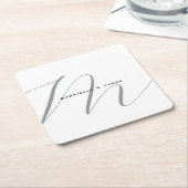 Mooie monogram zwart wit grijs kalligrafie kartonnen onderzetters (Schuin)