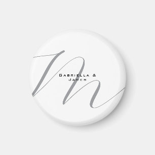 Mooie monogram zwart wit grijs kalligrafie magneet