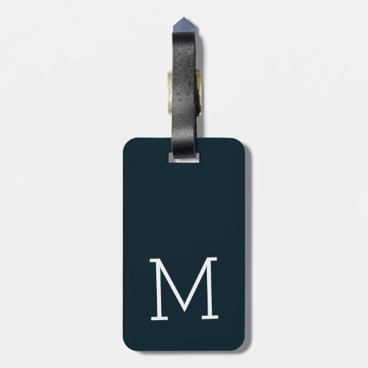 mooie monogrammed diepblauwe Mr & Mrs wereldkaart Bagagelabel (Achterkant verticaal)