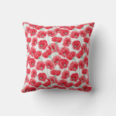 Mooie Monogrammed Red Poppies Bloemenwit Kussen (Achterkant)