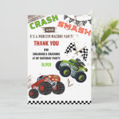 Mooie Monster Machine Auto Vrachtwagen Kinder Verj Bedankkaart (Staand voorkant)