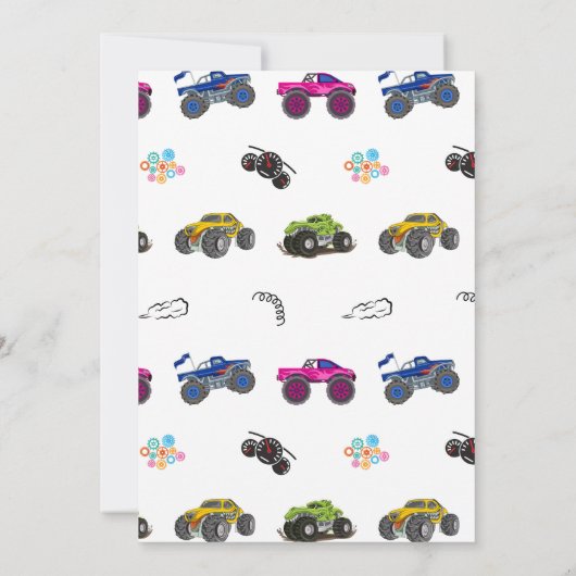 Mooie Monster Machine Auto Vrachtwagen Kinder Verj Bedankkaart (Achterkant)